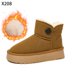 Bairuilun Source Manufacturers Wholesale Warm Plush Winter Boots Waterproof Suede Leather Upper Snow Boots For Women