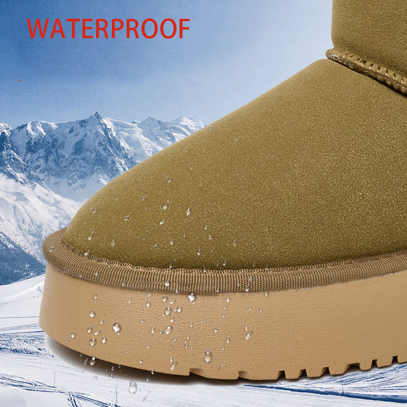 Bairuilun Source Manufacturers Wholesale Warm Plush Winter Boots Waterproof Suede Leather Upper Snow Boots For Women
