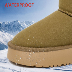 Bairuilun Source Manufacturers Wholesale Warm Plush Winter Boots Waterproof Suede Leather Upper Snow Boots For Women