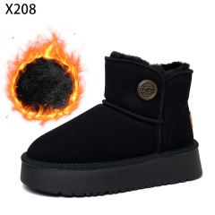 Bairuilun Source Manufacturers Wholesale Warm Plush Winter Boots Waterproof Suede Leather Upper Snow Boots For Women