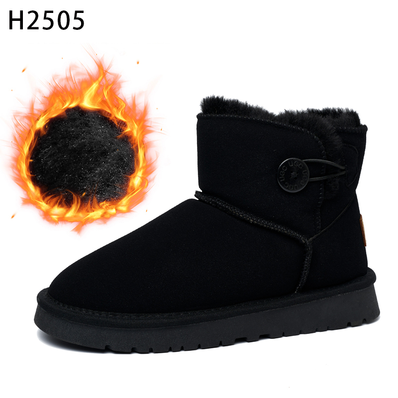 Bairuilun Fashion Outdoor Women Winter Boots Thickend Plush Lining Suede Leather Upper Flat Snow Boots For Women