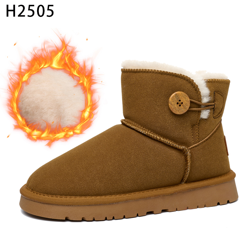 Bairuilun Fashion Outdoor Women Winter Boots Thickend Plush Lining Suede Leather Upper Flat Snow Boots For Women