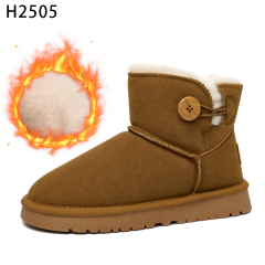Bairuilun Fashion Outdoor Women Winter Boots Thickend Plush Lining Suede Leather Upper Flat Snow Boots For Women