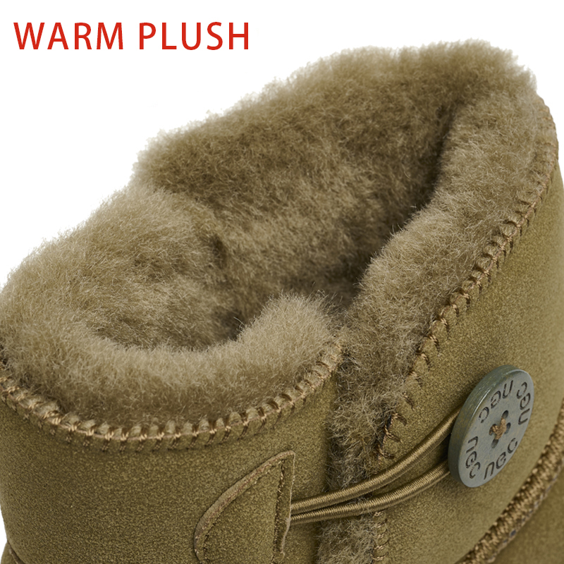 Bairuilun Fashion Outdoor Women Winter Boots Thickend Plush Lining Suede Leather Upper Flat Snow Boots For Women