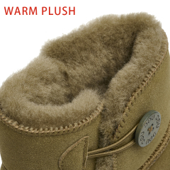 Bairuilun Fashion Outdoor Women Winter Boots Thickend Plush Lining Suede Leather Upper Flat Snow Boots For Women