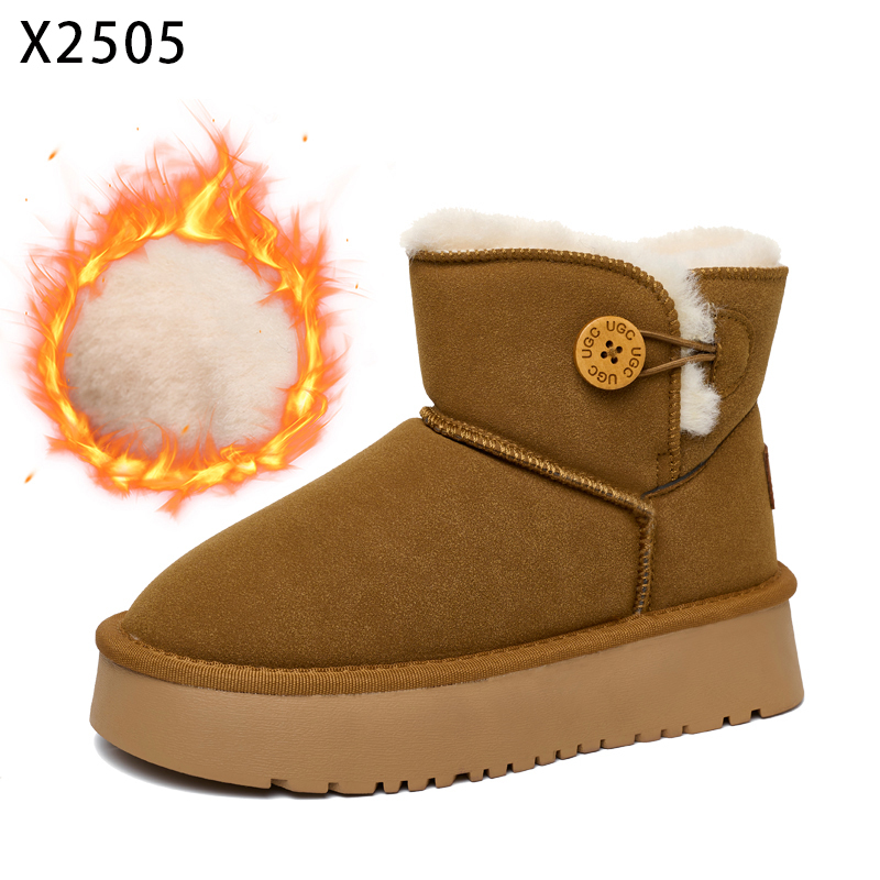 Bairuilun Fashion Outdoor Women Winter Boots Thickend Plush Lining Suede Leather Upper Flat Snow Boots For Women