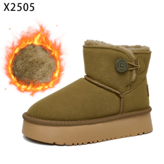 Bairuilun Fashion Outdoor Women Winter Boots Thickend Plush Lining Suede Leather Upper Flat Snow Boots For Women