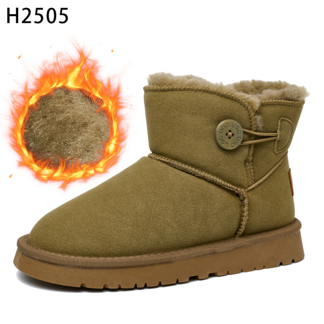 Bairuilun Fashion Outdoor Women Winter Boots Thickend Plush Lining Suede Leather Upper Flat Snow Boots For Women