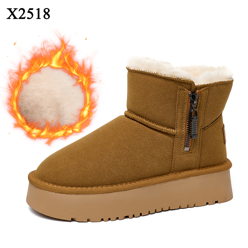 Bairuilun Winter Outdoor Footwear Wholesale Cotton-thickened Lining Faux Suede Upper Flat Snow Boots For Women