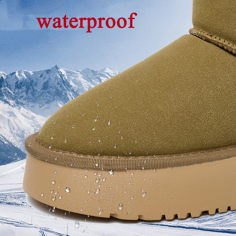 Bairuilun Winter Outdoor Footwear Wholesale Cotton-thickened Lining Faux Suede Upper Flat Snow Boots For Women