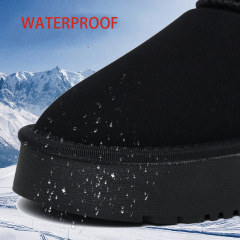 Bairuilun Wholesale Warm Winter Shoes Diamond Button Suede Upper Waterproof Short Fur Snow Boots For Women
