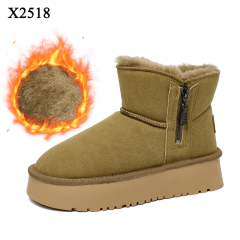 Bairuilun Winter Outdoor Footwear Wholesale Cotton-thickened Lining Faux Suede Upper Flat Snow Boots For Women