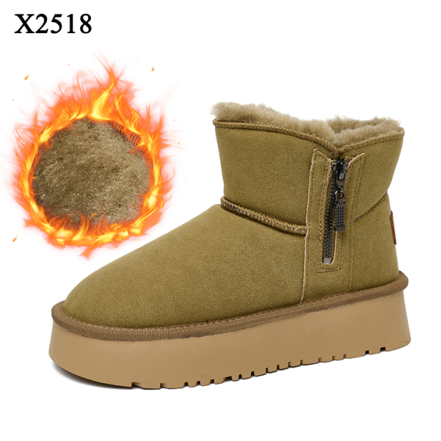 Bairuilun Winter Outdoor Footwear Wholesale Cotton-thickened Lining Faux Suede Upper Flat Snow Boots For Women
