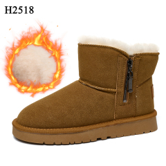 Bairuilun Winter Outdoor Footwear Wholesale Cotton-thickened Lining Faux Suede Upper Flat Snow Boots For Women
