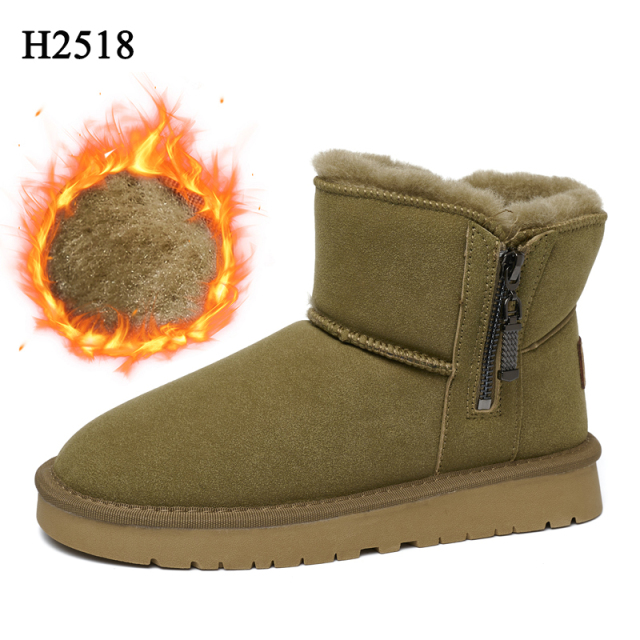 Bairuilun Winter Outdoor Footwear Wholesale Cotton-thickened Lining Faux Suede Upper Flat Snow Boots For Women