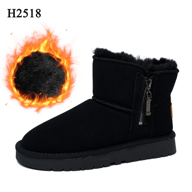 Bairuilun Winter Outdoor Footwear Wholesale Cotton-thickened Lining Faux Suede Upper Flat Snow Boots For Women