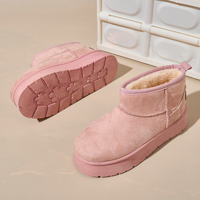 Bairuilun New Design Fur Integrated Snow Boots Waterproof Non-slip Winter Outdoor Faux Suede Snow Boots For Women