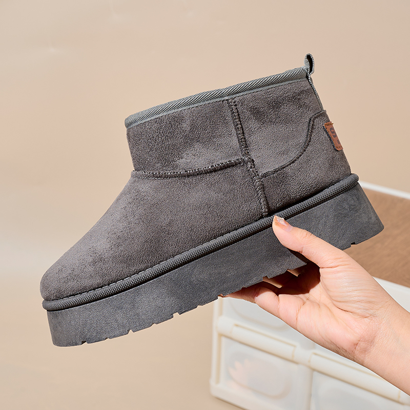 Bairuilun New Design Fur Integrated Snow Boots Waterproof Non-slip Winter Outdoor Faux Suede Snow Boots For Women