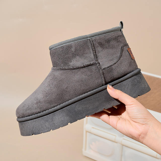 Bairuilun New Design Fur Integrated Snow Boots Waterproof Non-slip Winter Outdoor Faux Suede Snow Boots For Women