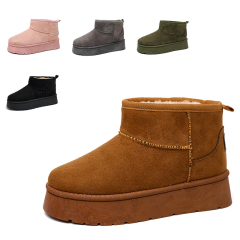 Bairuilun New Design Fur Integrated Snow Boots Waterproof Non-slip Winter Outdoor Faux Suede Snow Boots For Women