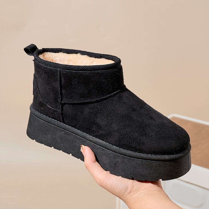 Bairuilun New Design Fur Integrated Snow Boots Waterproof Non-slip Winter Outdoor Faux Suede Snow Boots For Women