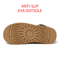 Bairuilun Round Head Fur In One Snow Boots Waterproof Leather Upper Side Zipper Warm Women Snow Boots With Plush Lining