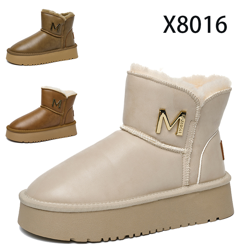 Bairuilun Winter Outdoor Warm Plush Cozy Cotton Shoes Waterproof Smooth Pu Leather Eva Platform Snow Boots For Women