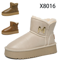 Bairuilun Winter Outdoor Warm Plush Cozy Cotton Shoes Waterproof Smooth Pu Leather Eva Platform Snow Boots For Women