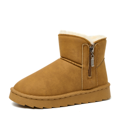 Bairuilun Pu Outsole Non-slip Artificial Leather Winter Shoes Thermal Fluff Lining Snow Boots For Women Ladies
