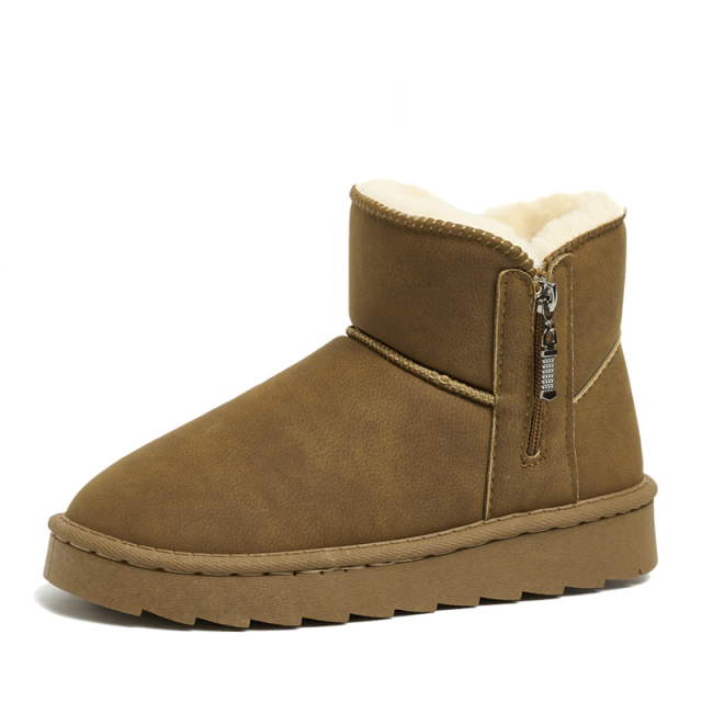 Bairuilun Pu Outsole Non-slip Artificial Leather Winter Shoes Thermal Fluff Lining Snow Boots For Women Ladies
