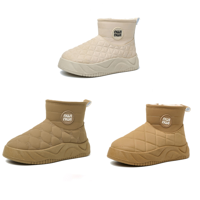 Bairuilun Winter Outdoor Waterproof Warm Plush Non-slip Thick Sole Height Increasing Lightweight Snow Boots For Women