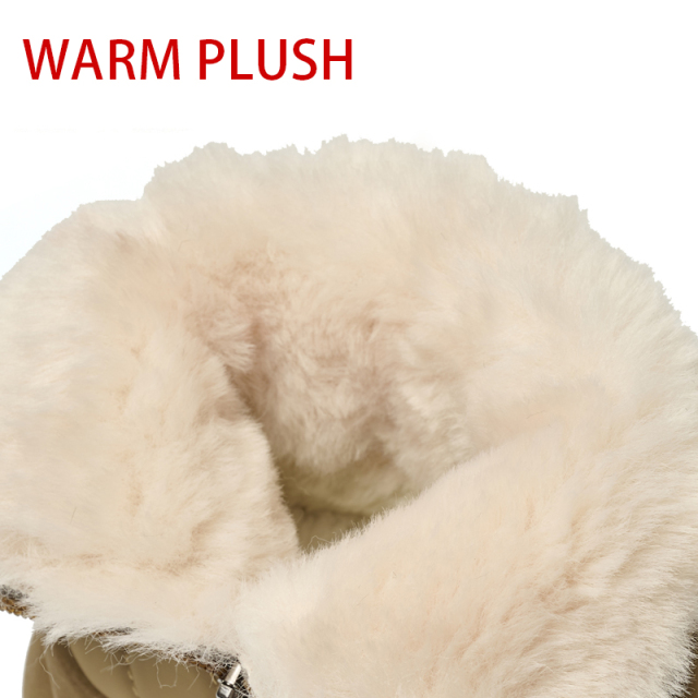Bairuilun Winter Outdoor Waterproof Warm Plush Non-slip Thick Sole Height Increasing Lightweight Snow Boots For Women