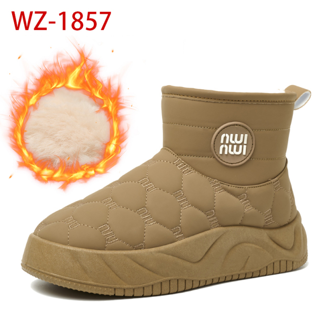 Bairuilun Winter Outdoor Waterproof Warm Plush Non-slip Thick Sole Height Increasing Lightweight Snow Boots For Women