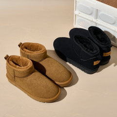 Bairuilun Men's Ankle Boots Winter Thickend Warm Plush Lining Outdoor Waterproof Cold-resistant Walking Shoes