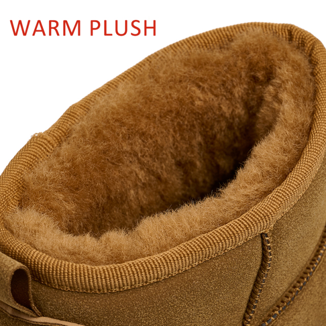 Bairuilun Men's Ankle Boots Winter Thickend Warm Plush Lining Outdoor Waterproof Cold-resistant Walking Shoes