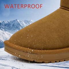 Bairuilun Men's Ankle Boots Winter Thickend Warm Plush Lining Outdoor Waterproof Cold-resistant Walking Shoes