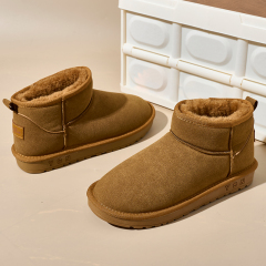 Bairuilun Men's Ankle Boots Winter Thickend Warm Plush Lining Outdoor Waterproof Cold-resistant Walking Shoes