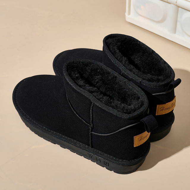 Bairuilun Men's Ankle Boots Winter Thickend Warm Plush Lining Outdoor Waterproof Cold-resistant Walking Shoes