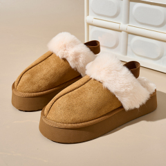 Bairuilun Winter Fluffy Closed Toe Slippers Comfortable And Warm Coral Fleece Slippers With Heel Straps