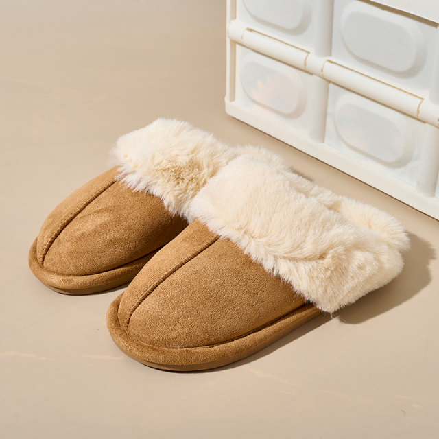 Bairuilun Can Customize Winter Thin-sole Closed Toe Warm Slippers Furry Heating Slip-on Snow Boots For Ladies Girls
