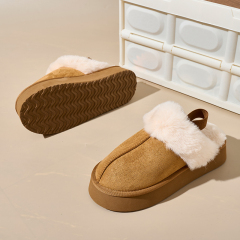 Bairuilun Winter Fluffy Closed Toe Slippers Comfortable And Warm Coral Fleece Slippers With Heel Straps