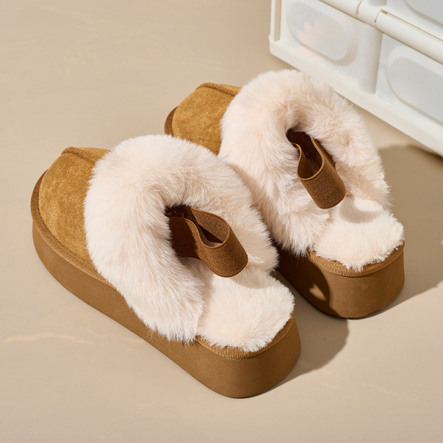 Bairuilun Winter Fluffy Closed Toe Slippers Comfortable And Warm Coral Fleece Slippers With Heel Straps