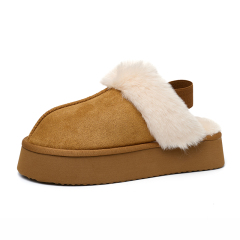 Bairuilun Winter Fluffy Closed Toe Slippers Comfortable And Warm Coral Fleece Slippers With Heel Straps