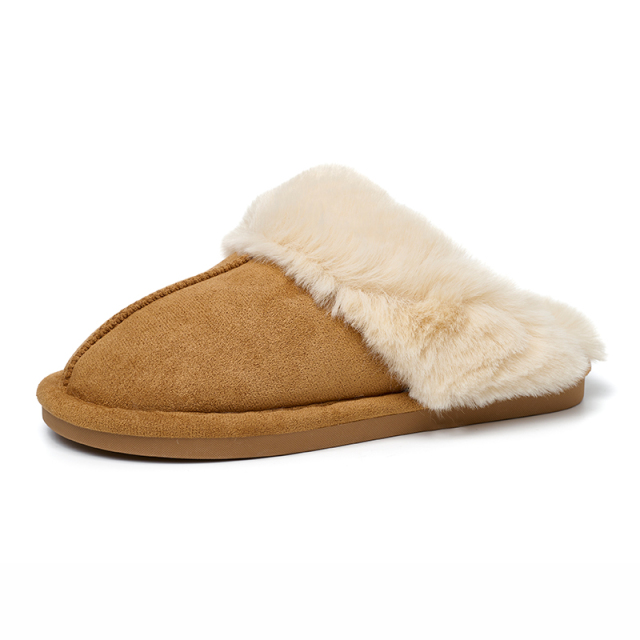 Bairuilun Can Customize Winter Thin-sole Closed Toe Warm Slippers Furry Heating Slip-on Snow Boots For Ladies Girls