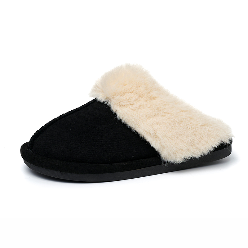 Bairuilun Can Customize Winter Thin-sole Closed Toe Warm Slippers Furry Heating Slip-on Snow Boots For Ladies Girls