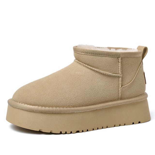 Ankle Flats Platform Ladies Winter Shoes Suede Plush Warm Casual Shoes 2024 Winter New Thick Fashion Shoes Women Snow Boots