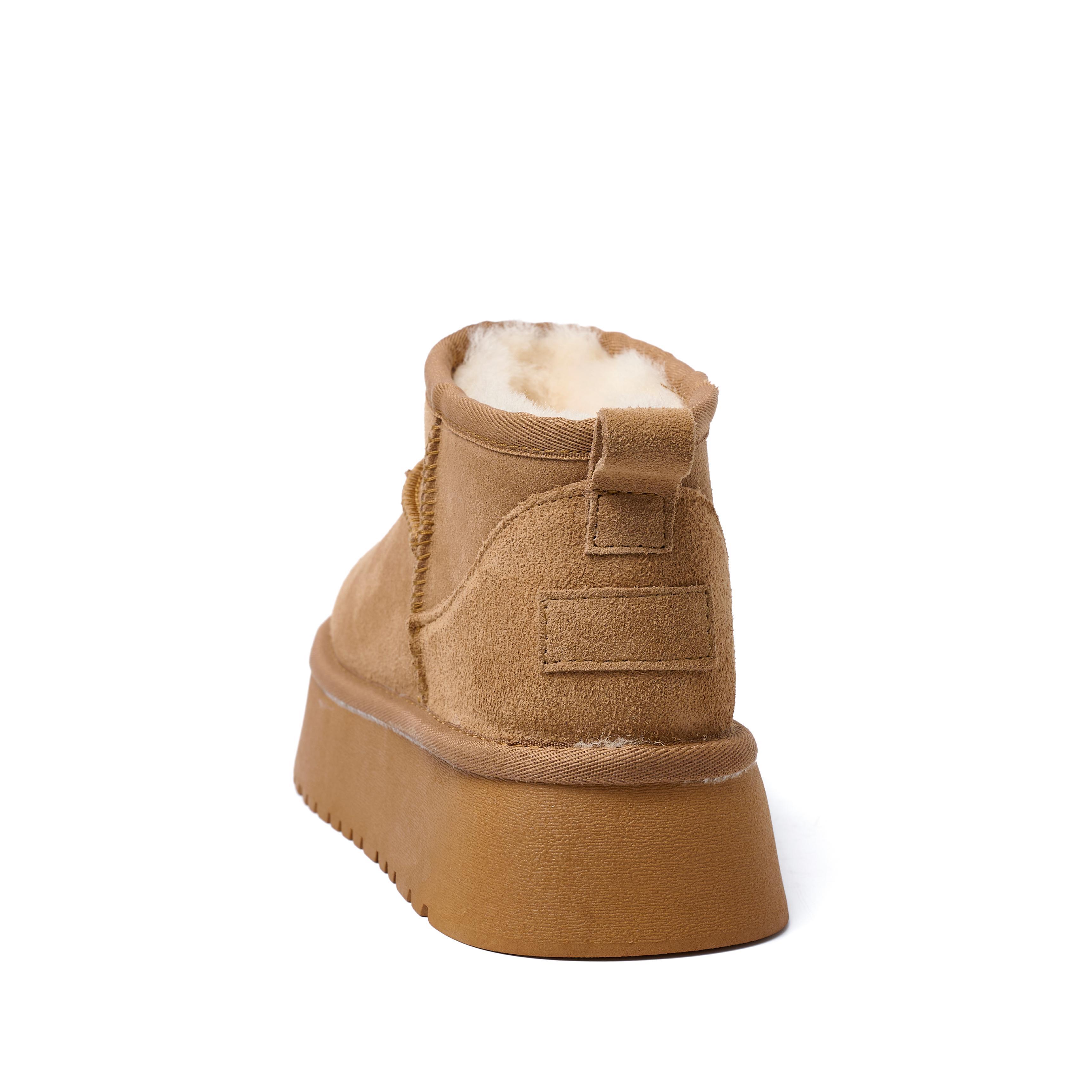 Luxury Winter Women Wool Lining Snow Boots Casual Shoes New Cow Leather Ankle Boots Flats Platform Women Snow Boots