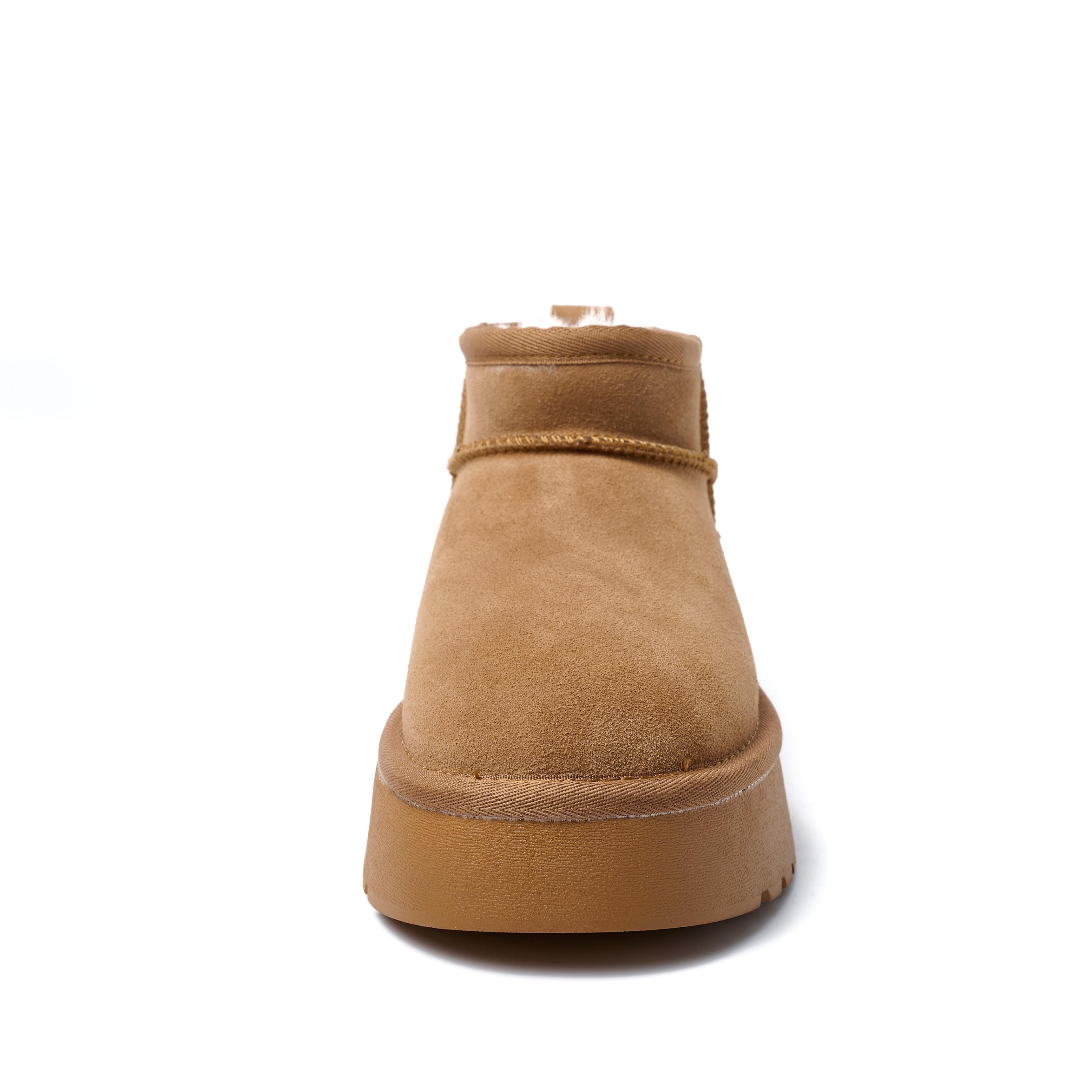 Luxury Winter Women Wool Lining Snow Boots Casual Shoes New Cow Leather Ankle Boots Flats Platform Women Snow Boots