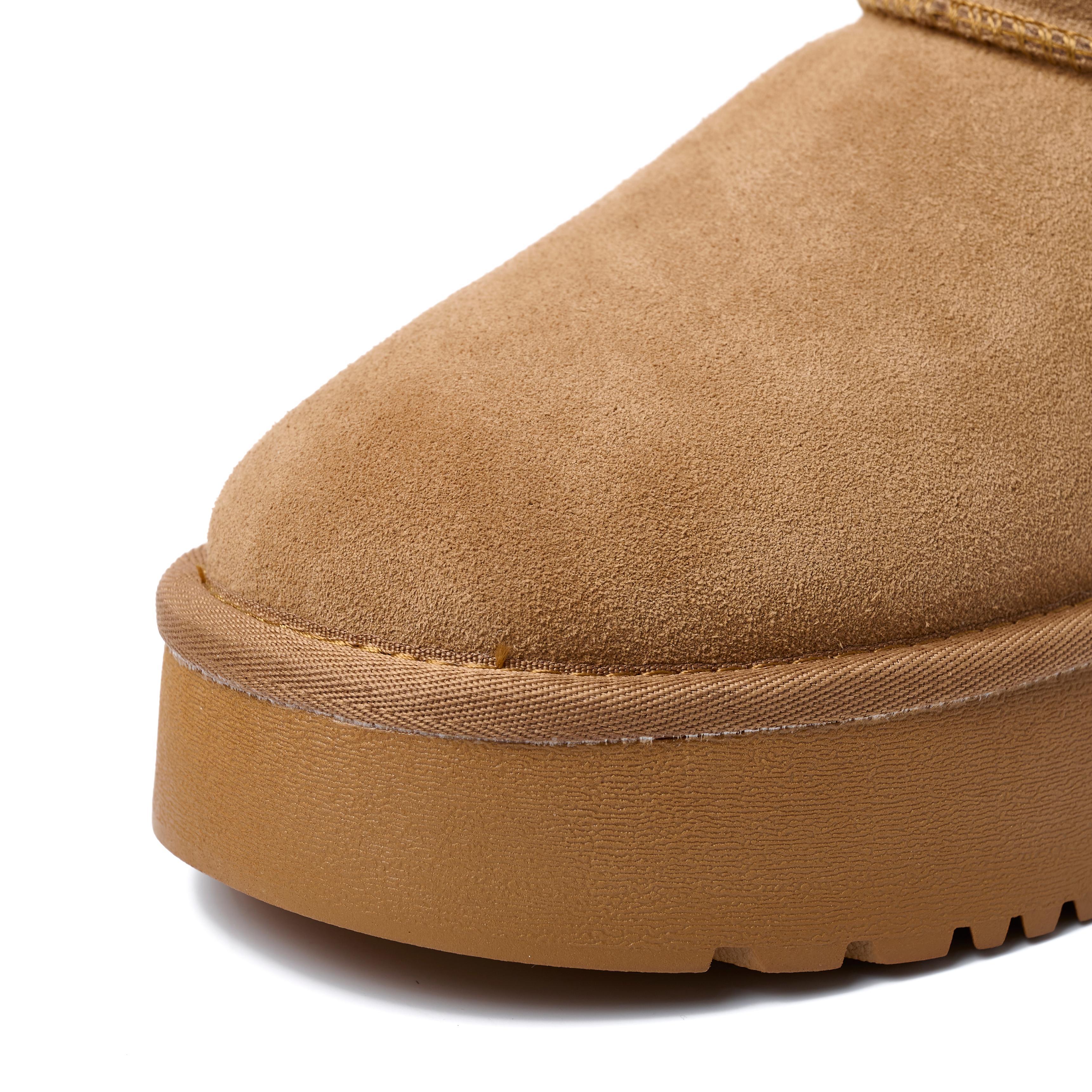 Luxury Winter Women Wool Lining Snow Boots Casual Shoes New Cow Leather Ankle Boots Flats Platform Women Snow Boots