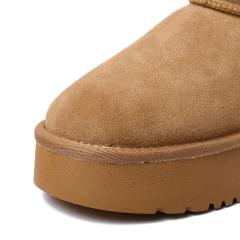 Luxury Winter Women Wool Lining Snow Boots Casual Shoes New Cow Leather Ankle Boots Flats Platform Women Snow Boots